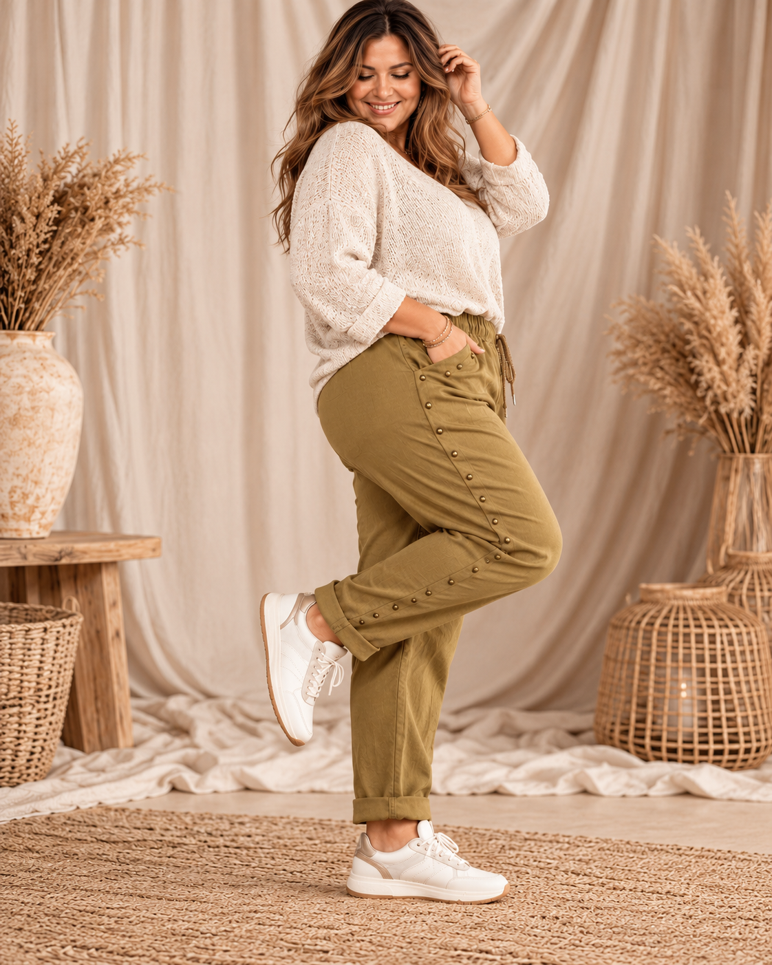 JACK - PANTALON SPORTSWEAR CAMEL AVEC CLOUS TAILLE 46/48 A 52/54