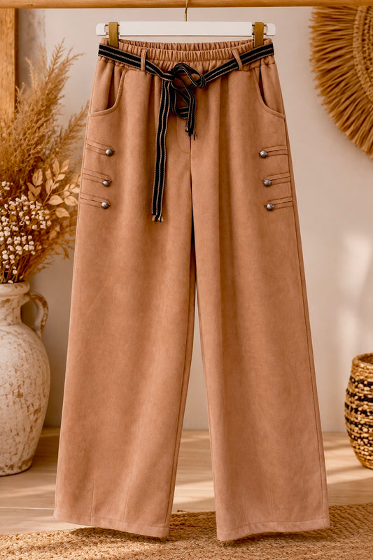 MARLEY - PANTALON SPORTSWEAR CAMEL EFFET DAIM TAILLE 46 A 52