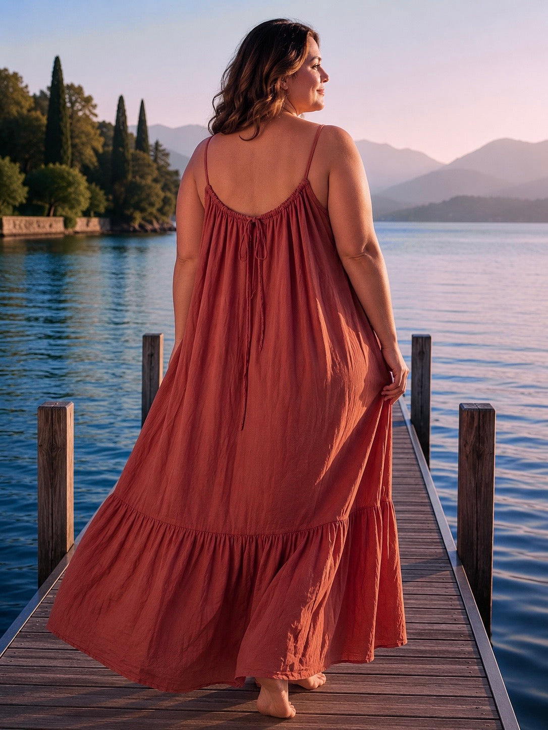 SUNDAY - ROBE LONGUE BRIQUE JUSQU'A LA TAILLE 54