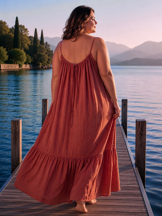 SUNDAY - ROBE LONGUE BRIQUE JUSQU'A LA TAILLE 54