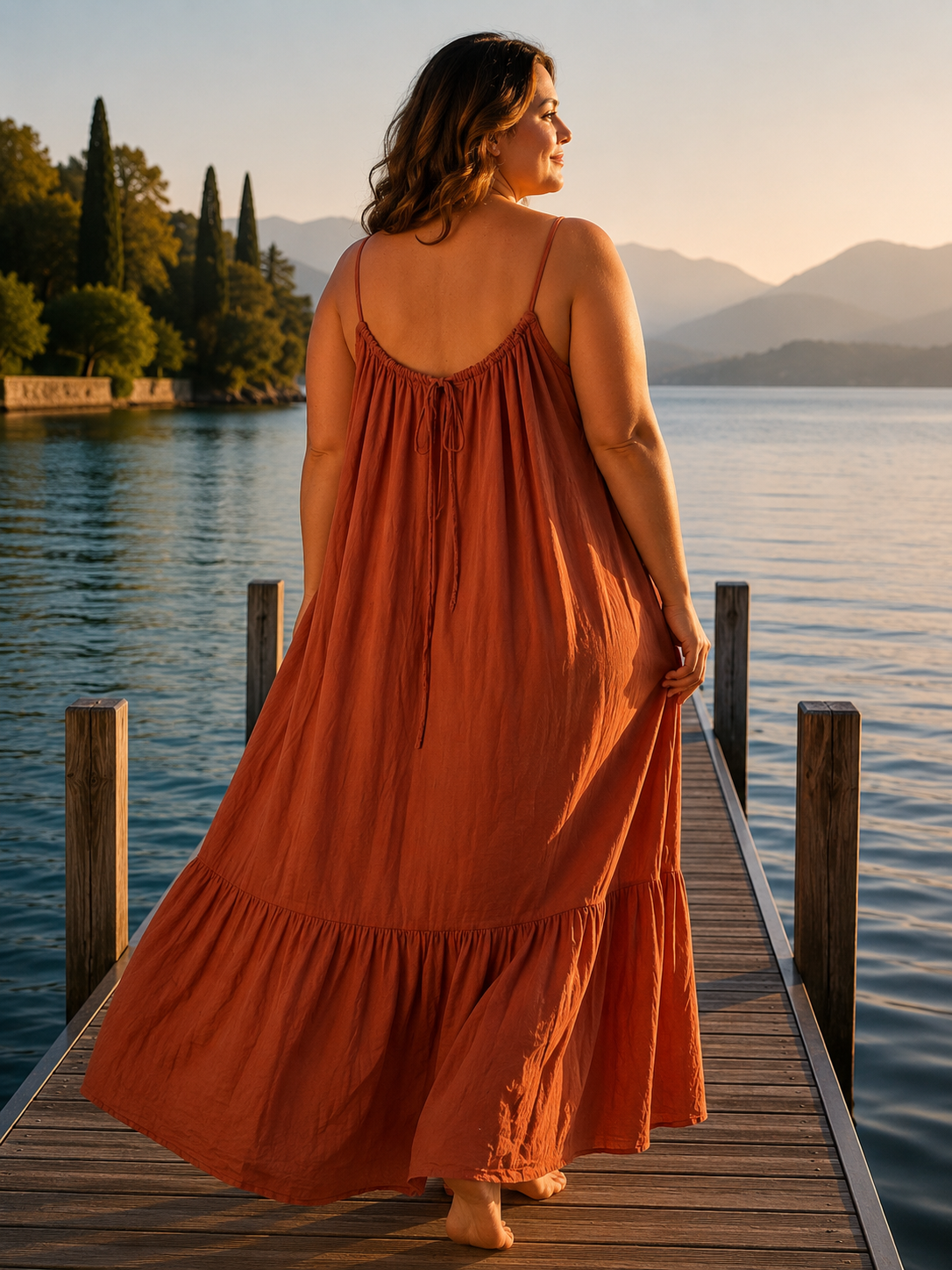 SUNDAY - ROBE LONGUE TERRACOTTA JUSQU'A LA TAILLE 54