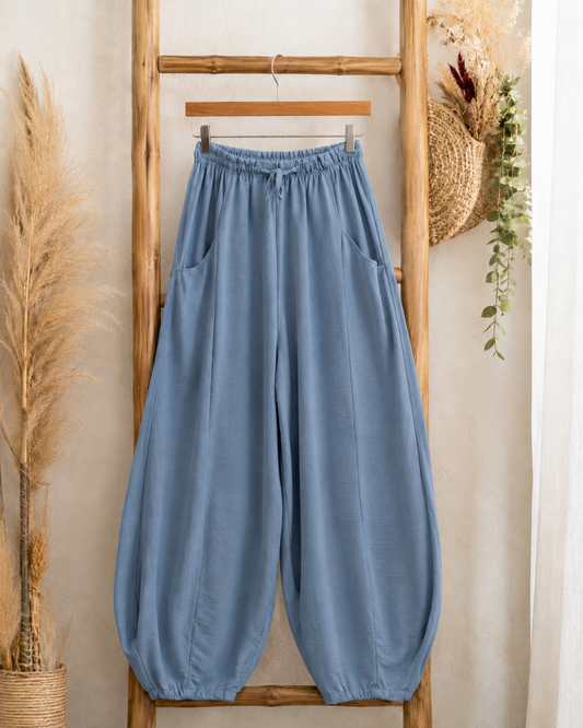 MAXOU - PANTALON BLEU JEAN COUPE BARREL FLUIDE TAILLE 48 A 54