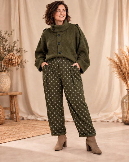 GINGER - CARDIGAN OVERSIZE KAKI JUSQU'A LA TAILLE 54