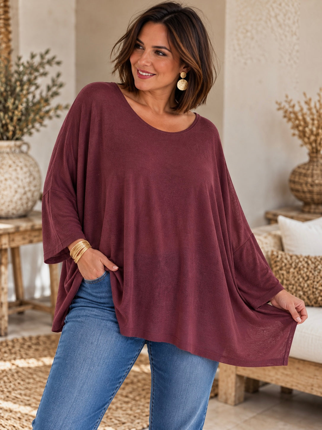 CAPRIO - PULL VINO EN MAILLE FLUIDE JUSQU'A LA TAILLE 54