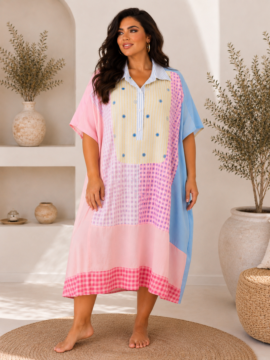 LUCYLOU - ROBE PATCHWORK EN COTON JUSQU'A LA TAILLE 60
