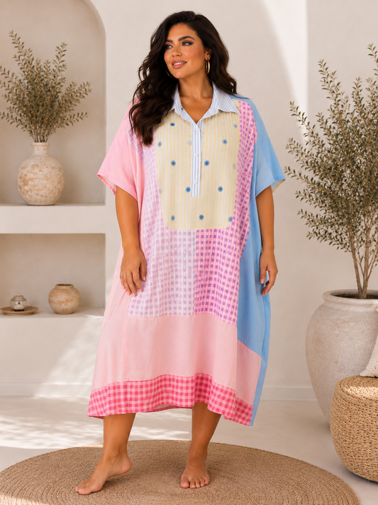 LUCYLOU - ROBE PATCHWORK EN COTON JUSQU'A LA TAILLE 60