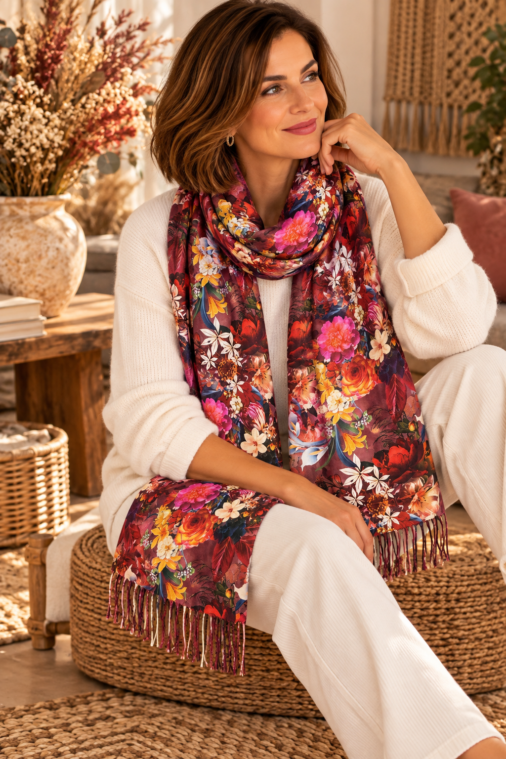 LILOU - ECHARPE MULTICOLORE A FLEUR