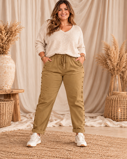 JACK - PANTALON SPORTSWEAR CAMEL AVEC CLOUS TAILLE 46/48 A 52/54