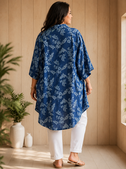 ARIANE - TUNIQUE OVERSIZE MOTIF FLEUR JUSQU'A LA TAILLE 58