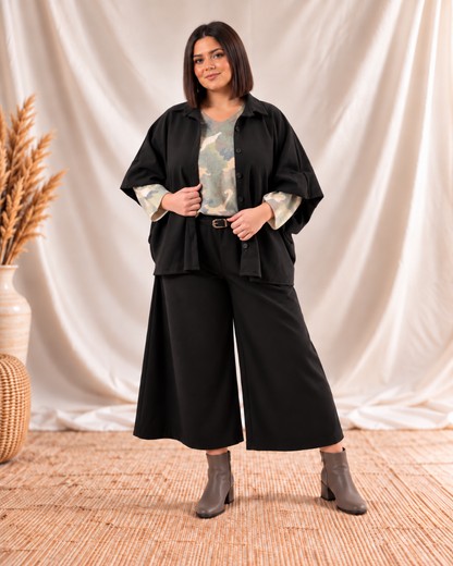 MARILOU - PANTALON JUPE CULOTTE NOIRE JUSQU'A LA TAILLE 52