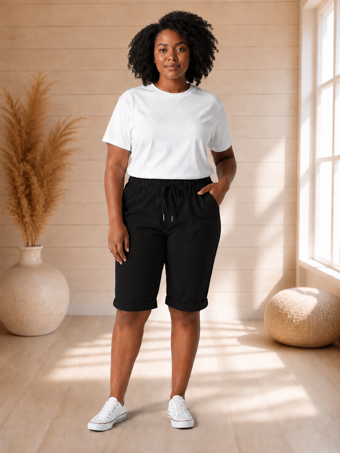 SACHA - BERMUDA NOIR JUSQU'A LA TAILLE 50/52