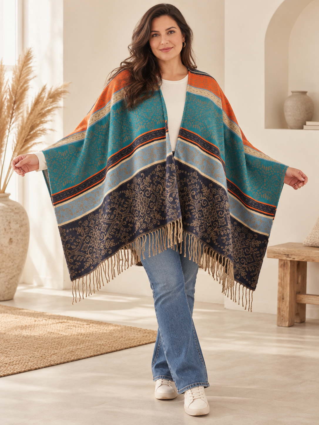 GRAZIELLA - CAPE PONCHO MULTICOLORE