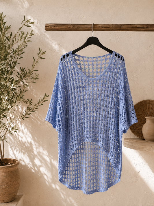 MASSIMO - PULL RESILLE BLEU CIEL JUSQU'A LA TAILLE 52/54