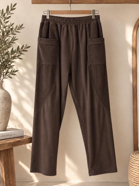 LUDO - PANTALON MARRON BI-MATIERE JUSQU'A LA TAILLE 54