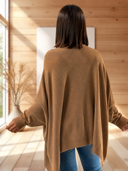 MATHILDE - GILET OVERSIZE CAMEL JUSQU'A LA TAILLE 56/58