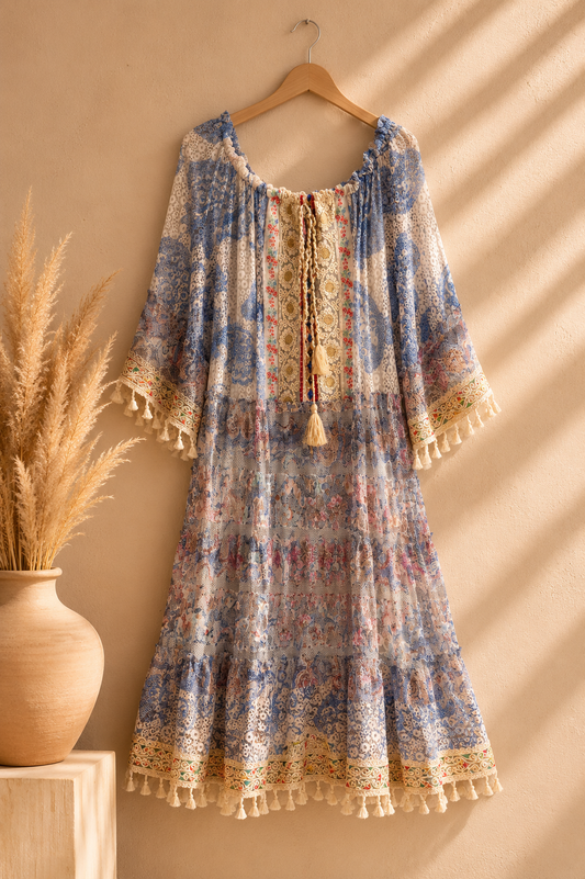 BORA BORA - ROBE BOHEME EN DENTELLE JUSQU'A LA TAILLE 54