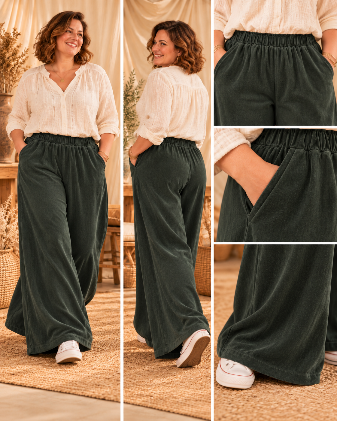 LUKA - PANTALON AMPLE KAKI TAILLE 50 A 56/58