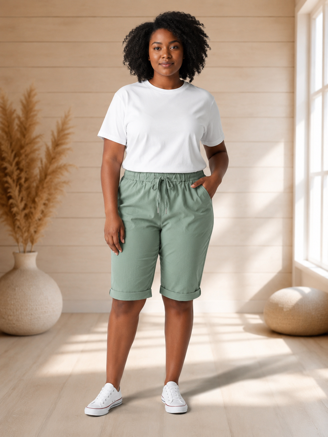 SACHA - BERMUDA KAKI JUSQU'A LA TAILLE 50/52