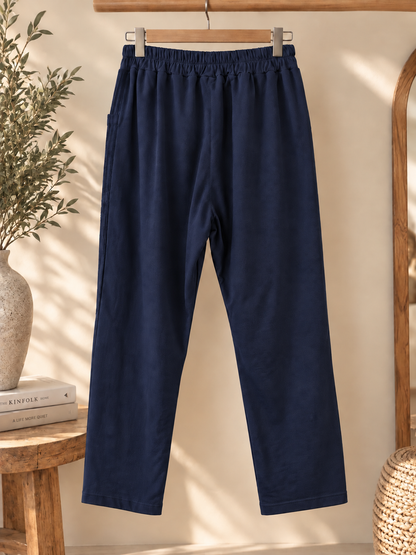 LUDO - PANTALON MARINE BI-MATIERE JUSQU'A LA TAILLE 54