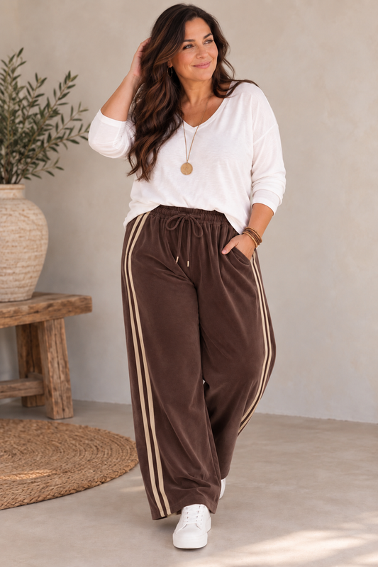 ALDO - PANTALON SPORTSWEAR MARRON EFFET DAIM TAILLE 46 A 52