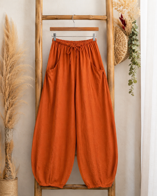 MAXOU - PANTALON TERRACOTTA COUPE BARREL FLUIDE TAILLE 48 A 54