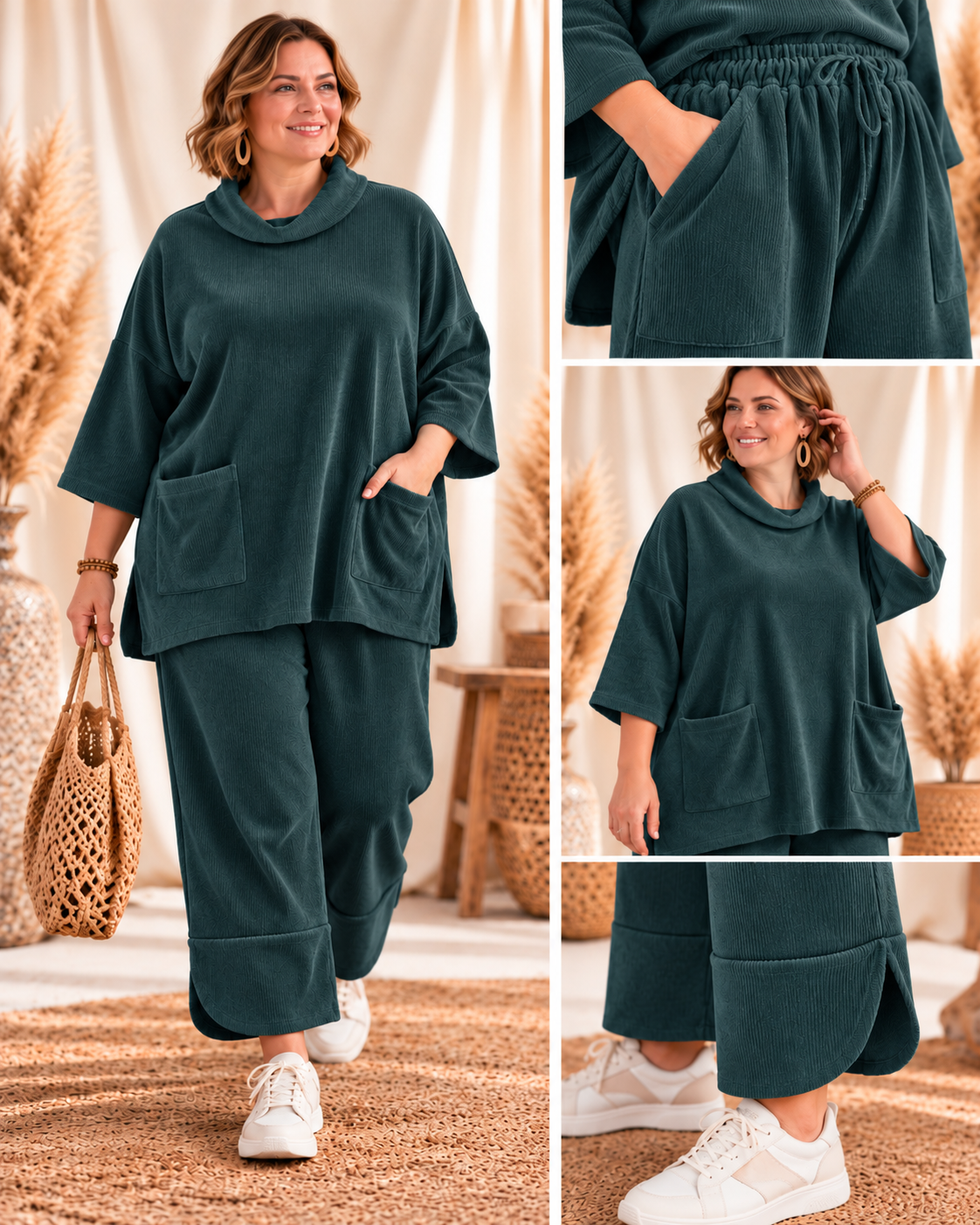 UMBERTO - ENSEMBLE VERT CELADON EN VELOURS TAILLE 48 A 56