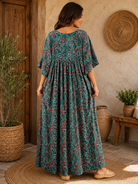 MATHILDA - ROBE LONGUE BOHEME SOIE JUSQU'A LA TAILLE 54