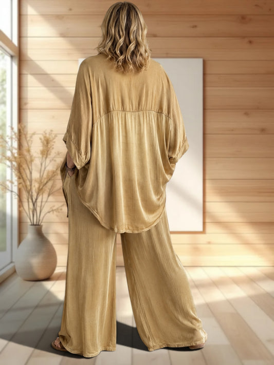 MILAN  - ENSEMBLE TUNIQUE ET PANTALON CAMEL JUSQU'A LA TAILLE 52/54