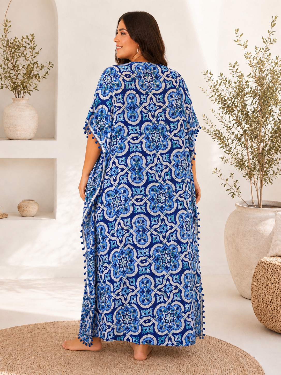 HONOLULU - ROBE LONGUE BLEUE A MOIF JUSQU'A LA TAILLE 60