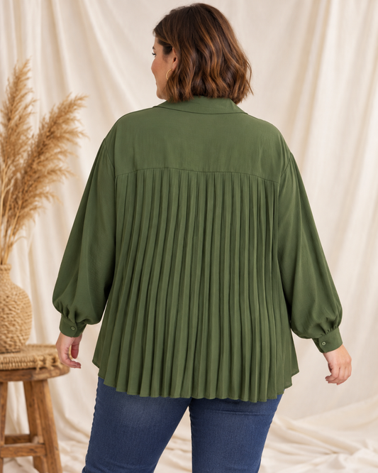 DEVA - CHEMISE KAKI DOS PLISSE JUSQU'A LA TAILLE 56