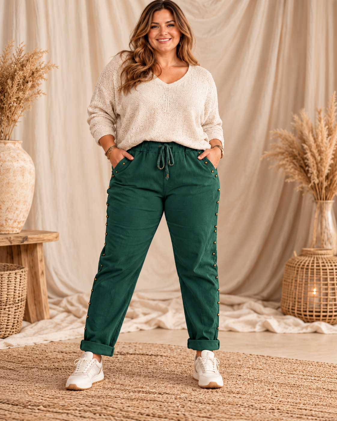 JACK - PANTALON SPORTSWEAR VERT AVEC CLOUS TAILLE 46/48 A 52/54
