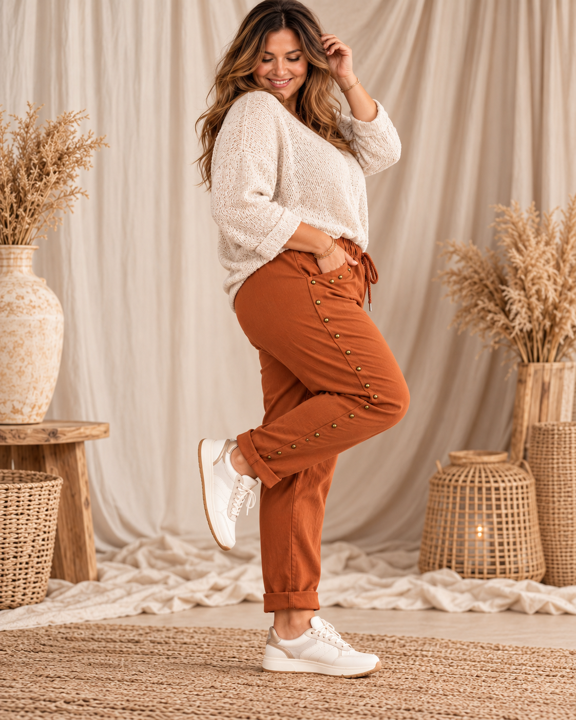JACK - PANTALON SPORTSWEAR ROUX AVEC CLOUS TAILLE 46/48 A 52/54