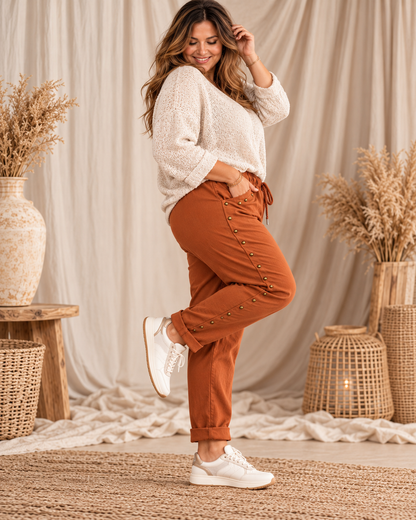 JACK - PANTALON SPORTSWEAR ROUX AVEC CLOUS TAILLE 46/48 A 52/54