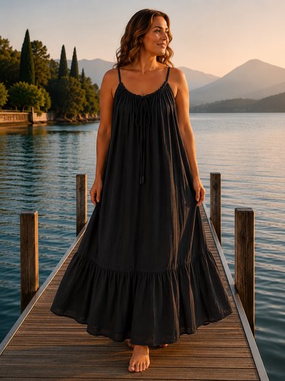SUNDAY - ROBE LONGUE NOIRE JUSQU'A LA TAILLE 54