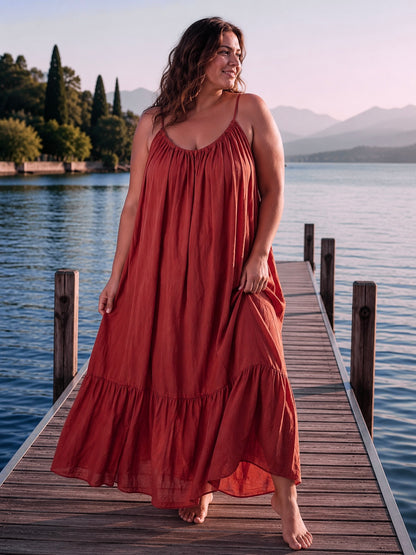 SUNDAY - ROBE LONGUE BRIQUE JUSQU'A LA TAILLE 54