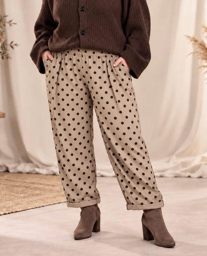 NINO - PANTALON BEIGE A POIS TAILLE 46 A 52/54