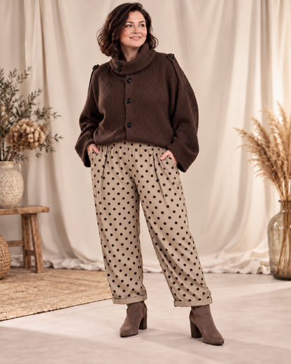 NINO - PANTALON BEIGE A POIS TAILLE 46 A 52/54