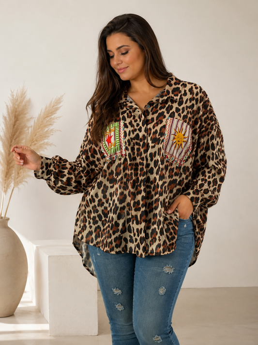 SOLELUNA - CHEMISE OVERSIZE LEOPARD JUSQU'A LA TAILLE 54