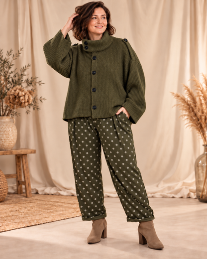 NINO - PANTALON KAKI A POIS TAILLE 46 A 52/54