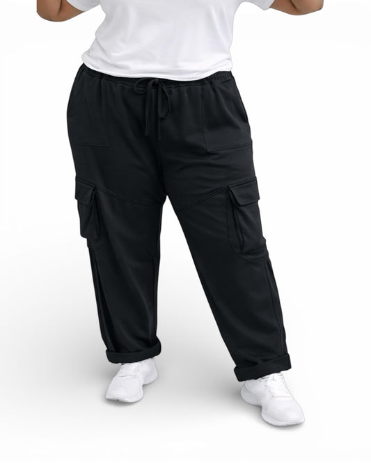 SERENA - PANTALON AMPLE FLUIDE NOIR TAILLE 48 A 56/58