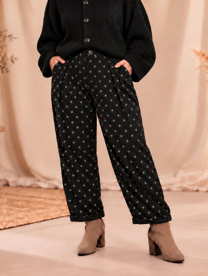 NINO - PANTALON NOIR A POIS TAILLE 46 A 52/54