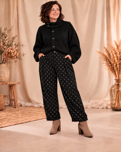 GINGER - CARDIGAN OVERSIZE NOIR JUSQU'A LA TAILLE 54
