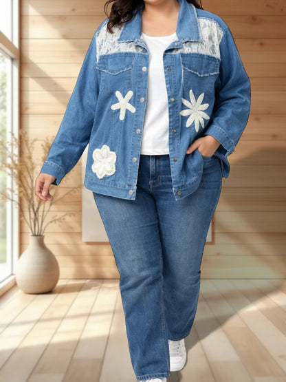 ANASTASIA - VESTE EN JEAN OVERSIZE JUSQU'A LA TAILLE 46 A 54