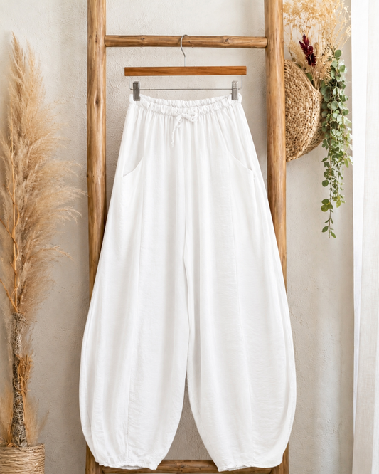 MAXOU - PANTALON BLANC COUPE BARREL FLUIDE TAILLE 48 À 54