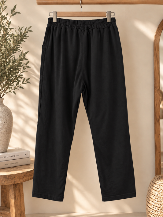 LUDO - PANTALON NOIR BI-MATIERE JUSQU'A LA TAILLE 54