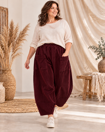 FRANCESCO - PANTALON BORDEAUX EN VELOURS TAILLE 48 A 54