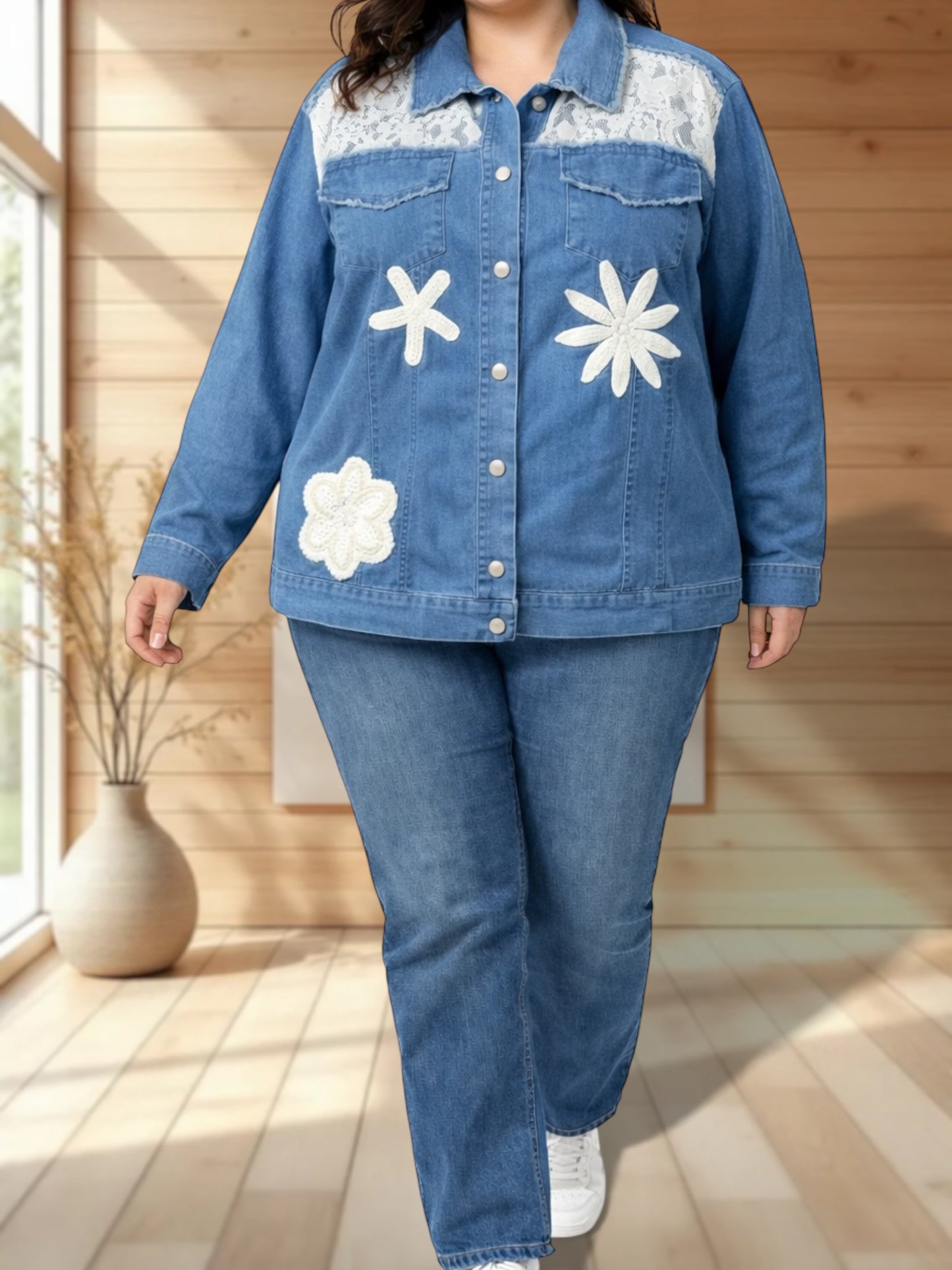 ANASTASIA - VESTE EN JEAN OVERSIZE JUSQU'A LA TAILLE 46 A 54