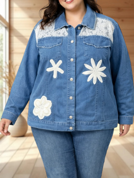 ANASTASIA - VESTE EN JEAN OVERSIZE JUSQU'A LA TAILLE 46 A 54