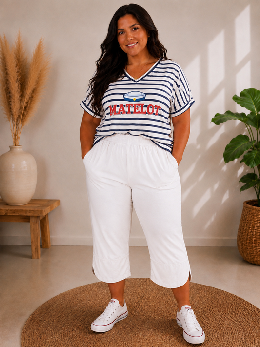 CAPRI - PANTACOURT BLANC JUSQU'A LA TAILLE 56