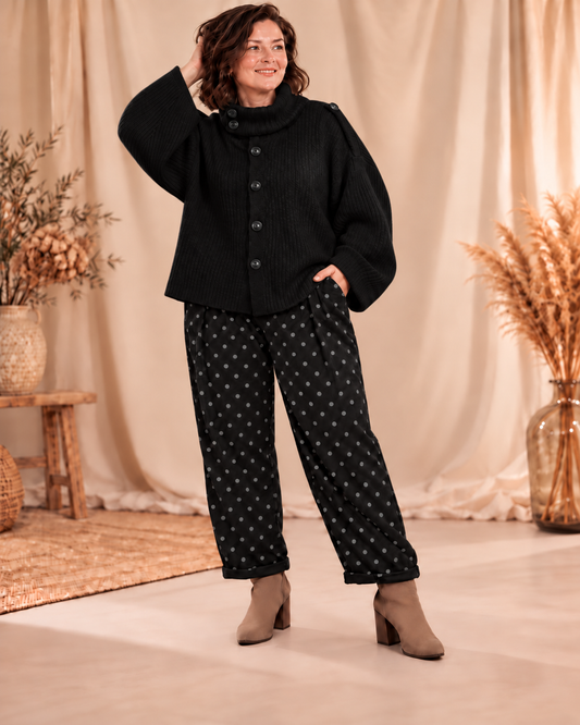 GINGER - CARDIGAN OVERSIZE NOIR JUSQU'A LA TAILLE 54